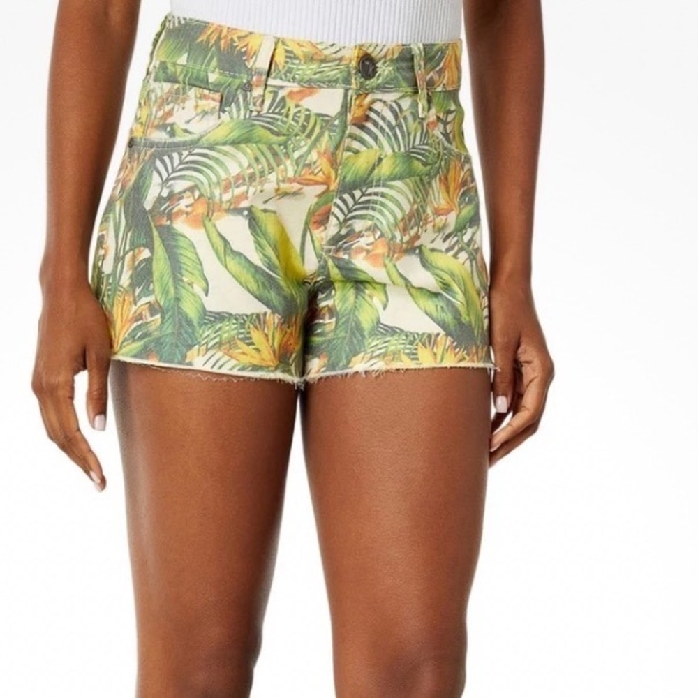 Kut from the Kloth Jane High Rise Shorts 18W Tropical Floral Palm Bird Paradise